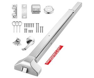 Barre anti-panique VEVOR 1045 mm, barre pour portes de secours, ferrure pour porte de secours avec poignée extérieure et 6 clés, pour portes en bois ou en métal d'une largeur de 104 à 155 cm, couleur