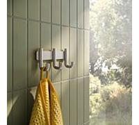 Barre crochets Hewi Série 480 480.90.00270WR à 3 patères, en acier inoxydable avec finition PVD, nickel brossé
