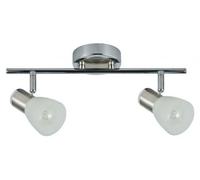 Barre d'alimentation avec 2 prises E14, finition chrome/nickel, dimensions 16x36,5x10 cm