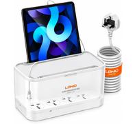 Barre d'alimentation avec 5 prises secteur, 3 ports USB, longueur 2 mètres, couleur blanche