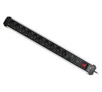 Barre d'alimentation électrique 10 prises, 1,5 m, protection contre les surtensions, aluminium, gris/noir