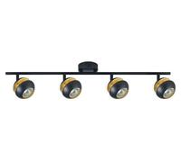 Barre d'alimentation GU10, 4 prises, noire et dorée, dimensions : 14 x 69,5 x 8,5 cm
