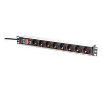 DIGITUS DN-95436 - Multiprise 19 Pouces - 8 Prises - 1U - avec Interrupteur, Protection Contre Les surcharges - 250 VCA 50/60 Hz 16 A 4000 W - pour armoires réseau et serveurs 19 Pouces