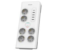 Barre d'alimentation Philips SPN7060WA/10 avec 6 prises Schuko et 4 ports USB, 35 W