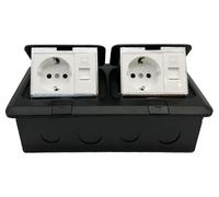 Barre d'alimentation rétractable, 2 prises Schuko + 2 prises RJ45, noire