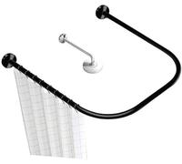 Barre d'appui de douche incurvée en acier inoxydable 304, barre de sécurité antidérapante pour baignoire, design extensible, idéal pour le bain et la douche, noir (90 x 90 x 90 cm)