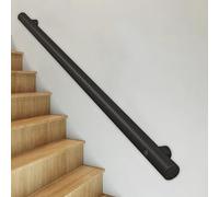 Barre d'appui d'extérieur en acier inoxydable noir de 3,7 m - Kit de support de sécurité mural pour escaliers et balcons, stabilité et sécurité améliorées, idéal pour les personnes âgées et aide à la