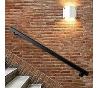 Barre d'appui extérieure｜Main courante en fer forgé｜Garde-corps d'escalier | Barre d'appui de Support de sécurité de rampes d'escalier en métal pour mur de briques en béton de bois(280cm)
