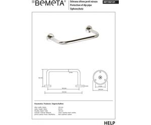 Barre d'appui HELP en acier inoxydable 54,5 x26,6 x8 cm