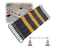 Barre de cônes, Lot de 12, barrière de signalisation Extensible avec cônes - Barrière de sécurité rétractable de 1,25 à 2 m, barrière de Chantier Flexible (Jaune et Noir)