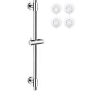 Barre de douche de 100 cm, adhésive, en acier inoxydable poli