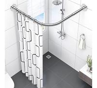 Barre de douche en forme de L, en acier inoxydable, réglable de 70 à 95 cm