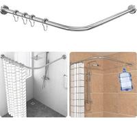 Barre de douche en forme de L, réglable, de 70 à 100 cm et de 110 à 170 cm, en acier inoxydable, couleur argent