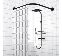 Barre de douche en forme de L, réglable, en acier inoxydable, télescopique, à fixer sans perçage ou avec perçage