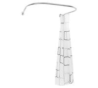 Barre de douche en forme de U - Barre d'angle pour baignoire - Barre télescopique de 0,9 à 1,3 m et 1 m - Acier inoxydable résistant à la corrosion - Avec rideau de 240x180 cm - Argent