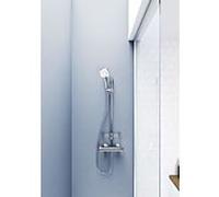 Hansa Basicjet - Set de pommeau de douche, 3 jet, flexible et barre avec tablette, chrome 44790131