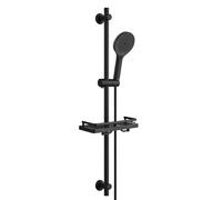 Barre de douche JOHO en acier inoxydable de 100 cm avec tablette, ensemble de douche comprenant une douchette à main, ensemble de douche réglable adapté aux trous de fixation existants, noir