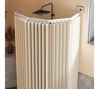 Barre de douche pliable avec bonnet résistant - Imperméable et lavable - En lin - Pour douche d'angle - 5 plis - Design gain de place