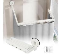 Barre de douche pliante sans perçage, avec rideau de douche et double ventouse