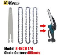 Barre de guidage de tronçonneuse de 8 pouces et jeu de chaînes de scie, 45 maillons d'entraînement, scie électrique 1/4''P pour scie électrique sans balais, chaîne de rechange pour coupe-bois 1x Guide