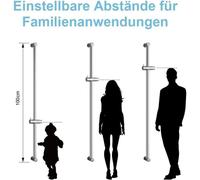 Barre de maintien de 100 cm, à fixer au mur, réglable de 60 à 100 cm, avec support, en chrome