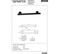 Barre de maintien de douche en laiton noir DARK 47 x9 x6,5 cm