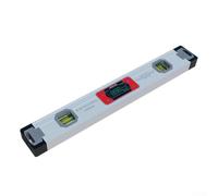 Barre de niveau numérique de 400 mm avec inclinomètre biaxial, affichage à deux axes, base magnétique en aluminium, alarme de conversion d'unités multiples, rouge et argenté pour une mesure précise de