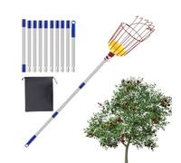 Barre de prélèvement de mangues avec panier Porte-piquetage Portable et | Cueilleur Citron 3,96 m avec tige télescopique pour arbre Pinceau et outil de cueillette pour le jardin et l'agriculture