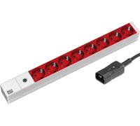 Barre de prises Bachmann de 48,26 cm avec 8 prises CEE7/3 et connecteurs C14, en aluminium, longueur 8 m. Alimentation sans interruption (ASI) de 2 300 W (fonctionnement hors ligne)