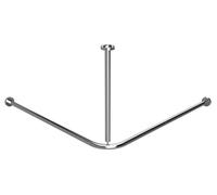 Barre de rideau de douche Bemeta Hotel Equipment, angle pliée, 900 x 900 mm, acier inoxydable