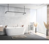 Barre de rideau de douche en aluminium Noir 70x165x70 cm sans obstacle Adapté à la baignoire, forme en U, Y compris les supports de plafond, Y compris les anneaux