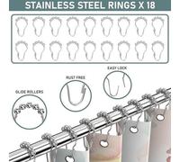 Barre de rideau de douche réglable en forme de L incl. 18 anneaux Barres de rideau de douche d'angle sans percer sans vis et sans support plafond extensible Barre de douche d'angle inox pour baignoire