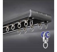 Barre de séparation de pièce en aluminium à 2 couches K 500 cm pour douche, camping-car, séparateur d'espace et décoration d'intérieur (noir)