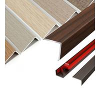 Barre de Seuil Adhésive, Profilé de Transition Forme L en Aluminium, Barre de Seuil Grain de Bois pour Sol Stratifié Escaliers, Antidérapant, Installation Facile(Noyer clair,W25*H10mm*L0.9m)