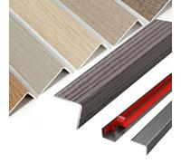 Barre de Seuil Adhésive, Profilé de Transition Forme L en Aluminium, Barre de Seuil Grain de Bois pour Sol Stratifié Escaliers, Antidérapant, Installation Facile(Export Gray,W25*H10mm*L0.9m)