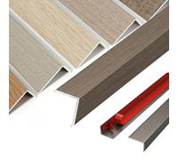 Barre de Seuil Adhésive, Profilé de Transition Forme L en Aluminium, Barre de Seuil Grain de Bois pour Sol Stratifié Escaliers, Antidérapant, Installation Facile(Mocha,W20*H8mm*L0.9m)