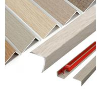 Barre de Seuil Adhésive, Profilé de Transition Forme L en Aluminium, Barre de Seuil Grain de Bois pour Sol Stratifié Escaliers, Antidérapant, Installation Facile(Misty Oak,W20*H8mm*L0.9m)