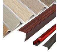 Barre de Seuil Adhésive, Profilé de Transition Forme L en Aluminium, Barre de Seuil Grain de Bois pour Sol Stratifié Escaliers, Antidérapant, Installation Facile(Indo Rose,W25*H10mm*L0.9m)