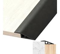 Barre de Seuil Adhesive PVC, 1M*5CM Seuil de Porte Adhesif, Barre de Seuil Rattrapage de Niveau pour des Hauteurs Comprises Entre 5 Mm et 10 Mm, Rampe de Seuil Bandes de Transition Sol Etanche (Noir)