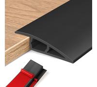 Barre de Seuil Adhesive PVC, Seuil de Porte, Profilés de Réglage en Hauteur en Vinyle,Rattrapage Niveau pour Hauteur du Seuil, Rampe de Seuil Bandes (Noir, 10~15mm(H),2M(L))