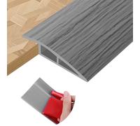 Barre de seuil adhesive seuil de porte en PVC bande de transition sol stratifié transitions de tapis (Grain de bois gris clair, 20mm×2m)