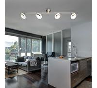 Barre de Spots Plafonnier Lampe Spot LED Projecteur Mobile Satiné Nickel Chrome