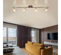 Spot de plafond Lampe de salon Barre de spots Plafonnier argenté, spots orientables Verre givré, 4x G9, L 110 cm