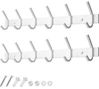 Barre de suspension en acier inoxydable, paire de crochets, 6 crochets, 2 pièces, capacité de charge de 30 kg, blanc