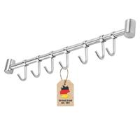 Barre de suspension en acier inoxydable pour cuisine, avec 7 crochets, dimensions : 39,6 x 3,4 x 2,2 cm