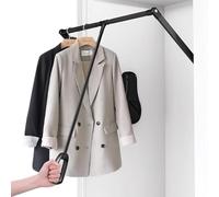 Barre de suspension rabattable MAFAGE pour garde-robe, en aluminium, montage mural, pour garde-robe, placard, vestiaire jusqu'à 20 kg, système à double amortisseur, largeur réglable (Noir, 65-85 cm)