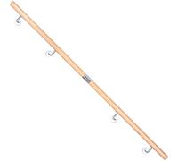 Barre d'équilibre en bois de hêtre, 250 cm, diamètre 42 mm, antidérapante, à base d'eau, incluant support mural en acier inoxydable V2A et kit de montage