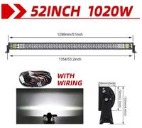 Barre lumineuse LED - 132 cm, modèle droit - Double rangée de LED - Faisceau combiné spot et projecteur - 6500 K - Indice de protection IP68 - Avec câble
