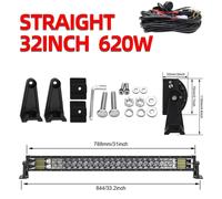 Barre lumineuse LED - Lampe de travail droite de 81 cm - Double rangée - Combinaison de lumière - 6500 K - IP68 - Avec câble - Pour véhicules tout-terrain
