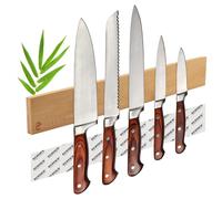 Barre magnétique adhésive pour couteaux, 40 cm, support à couteaux en bambou et en bois